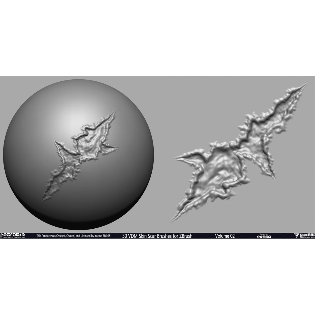VDM Skin Scar Brushes 3D Model – ZBrush Texture Pack, 30 Brushes - View 24