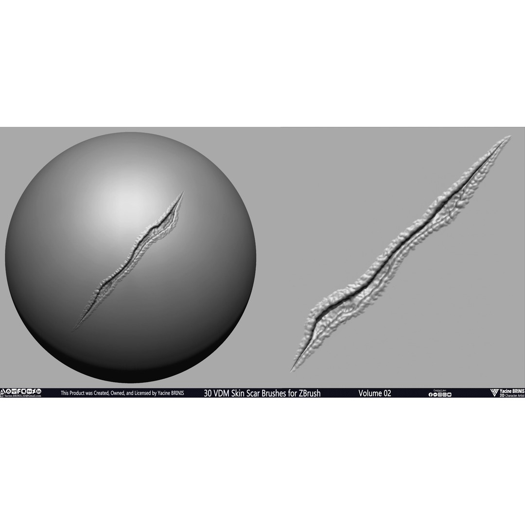 VDM Skin Scar Brushes 3D Model – ZBrush Texture Pack, 30 Brushes - View 26