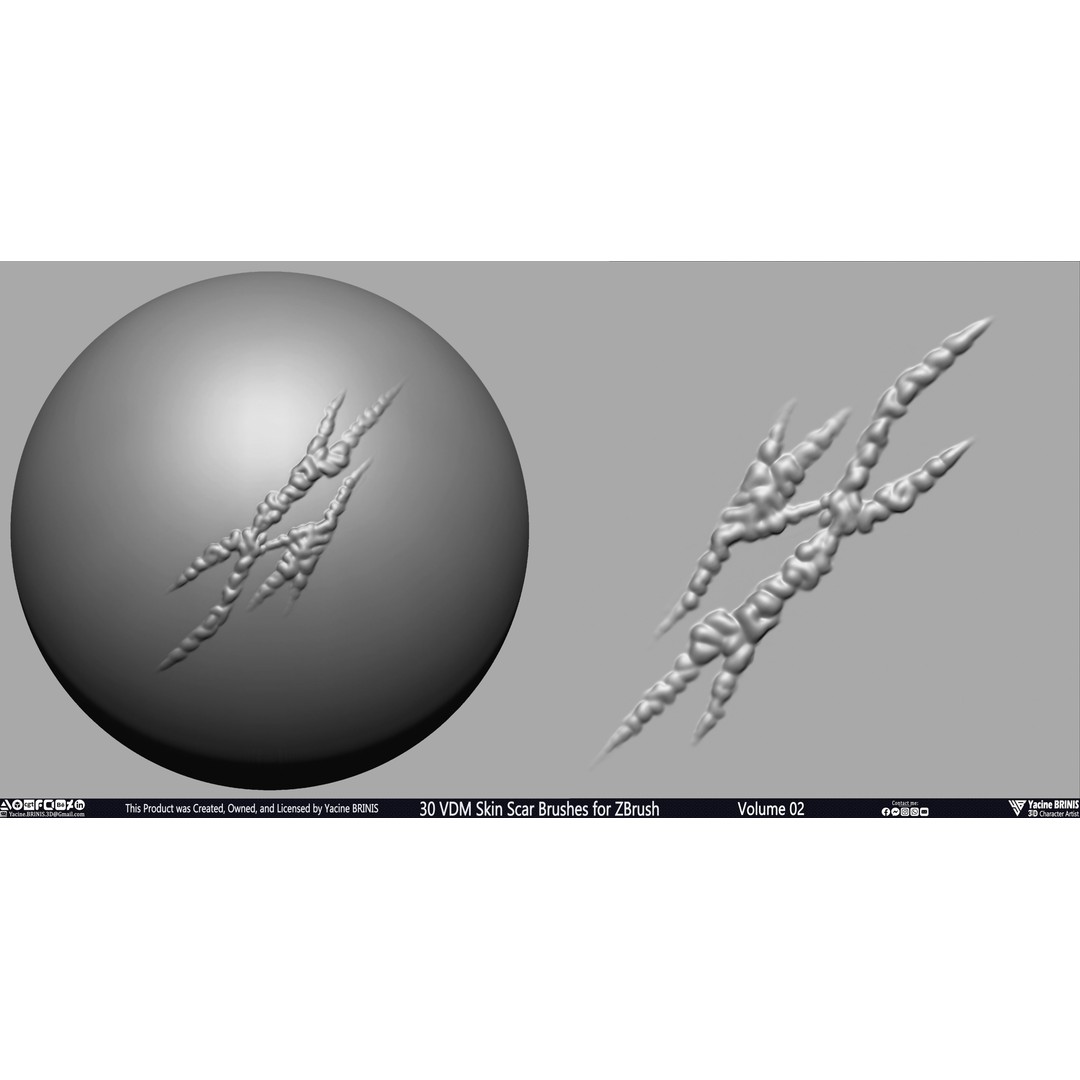 VDM Skin Scar Brushes 3D Model – ZBrush Texture Pack, 30 Brushes - View 27