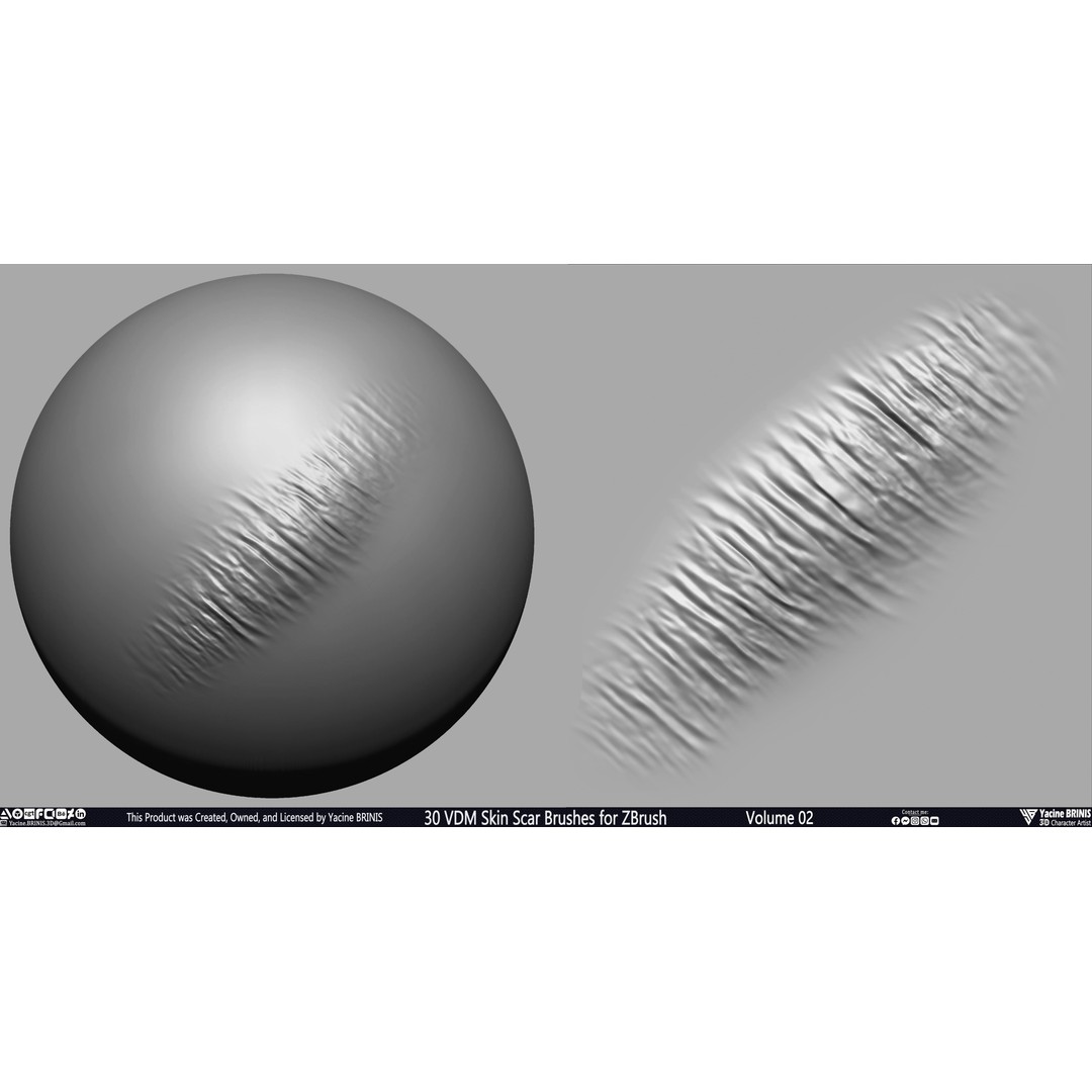 VDM Skin Scar Brushes 3D Model – ZBrush Texture Pack, 30 Brushes - View 28