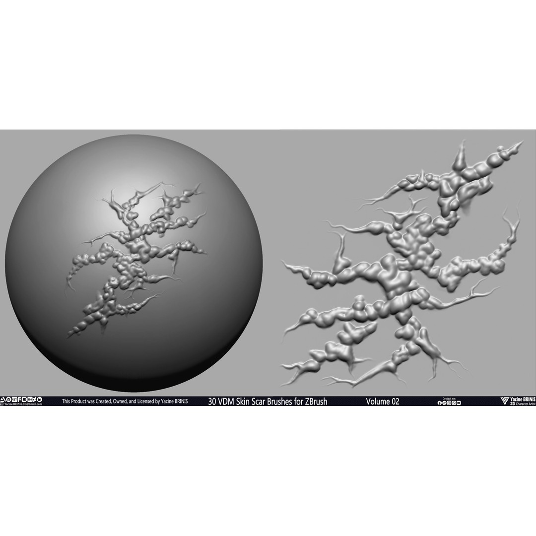 VDM Skin Scar Brushes 3D Model – ZBrush Texture Pack, 30 Brushes - View 6
