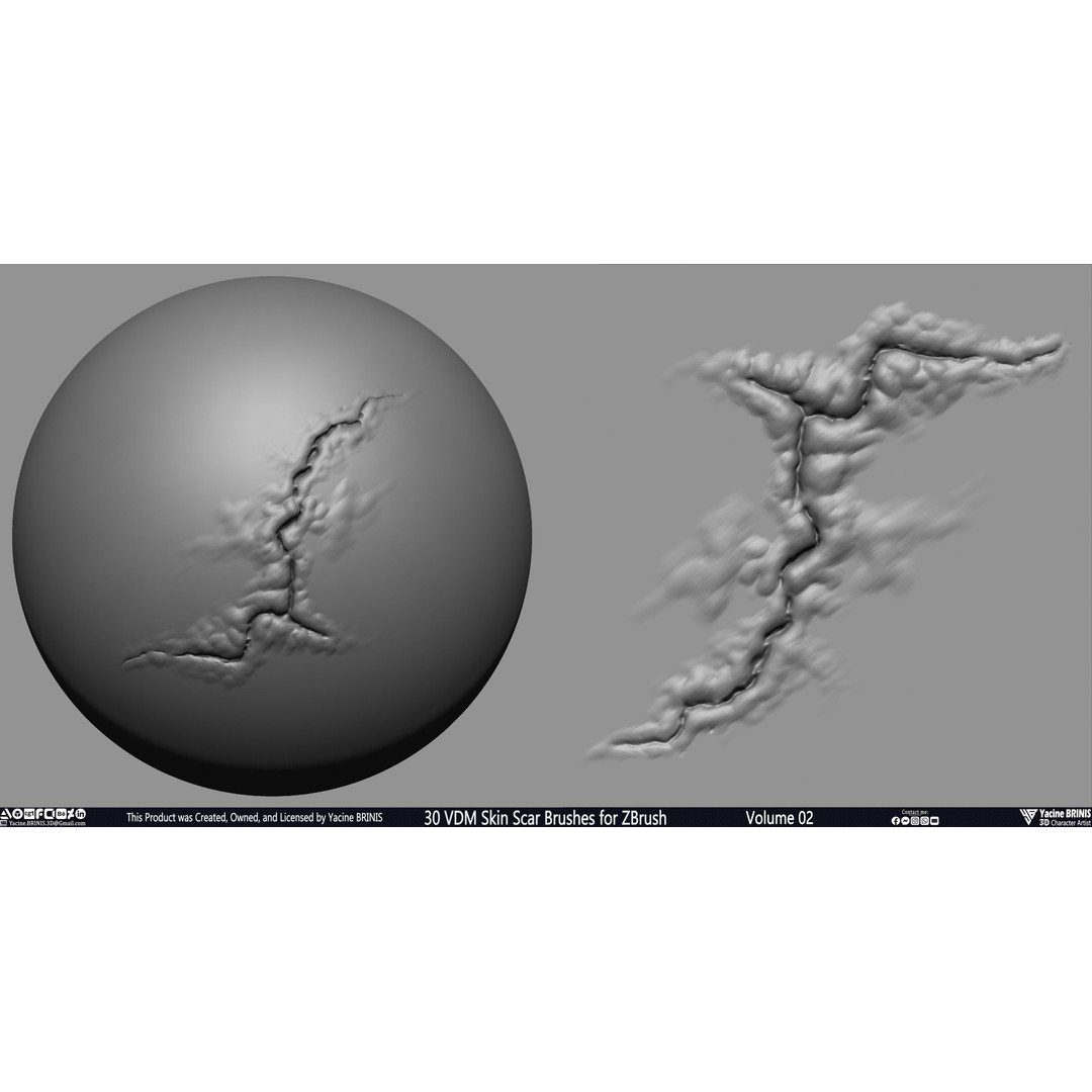 VDM Skin Scar Brushes 3D Model – ZBrush Texture Pack, 30 Brushes - View 9