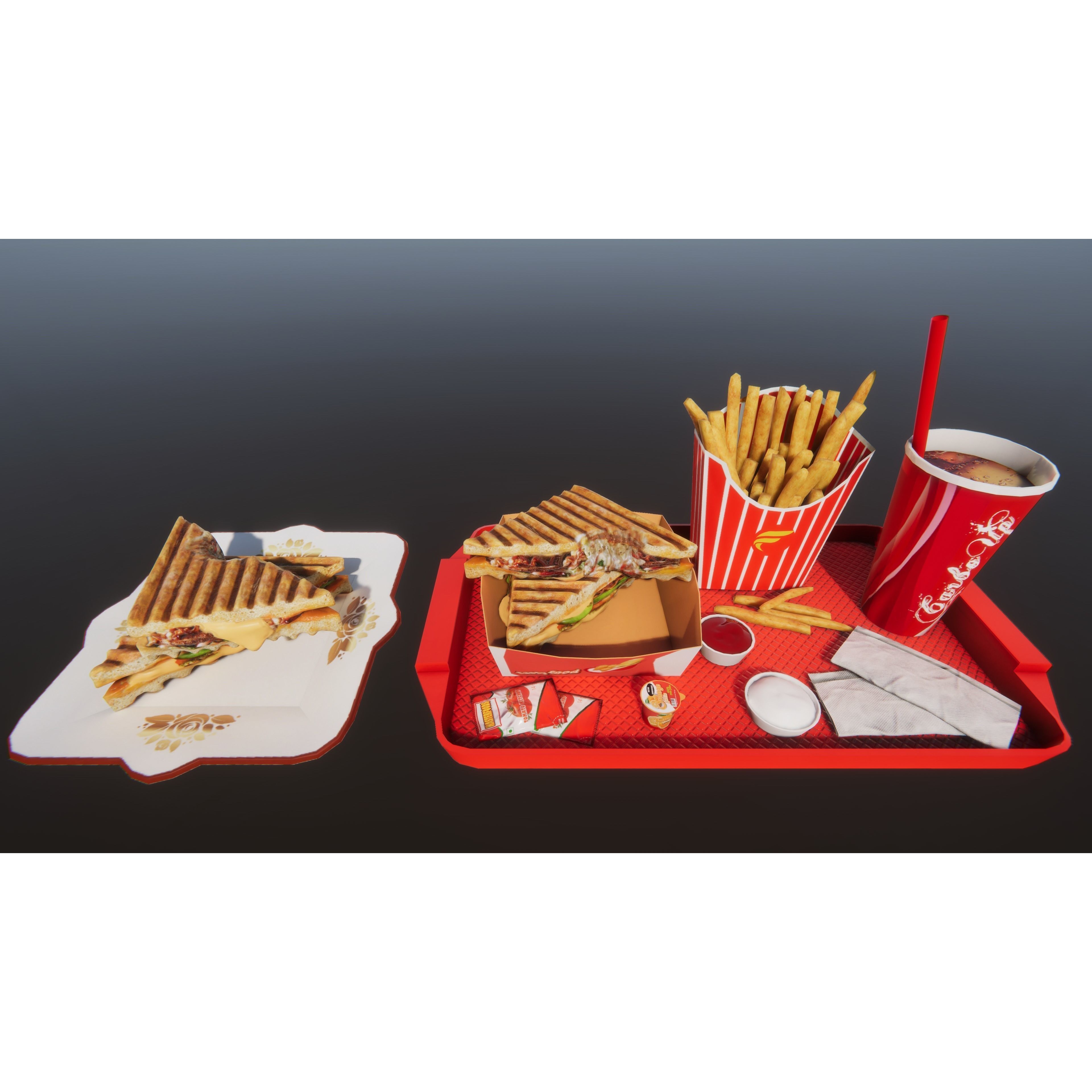Fast Food Bundle - Low-Poly Game-Ready 3D Model - View 13