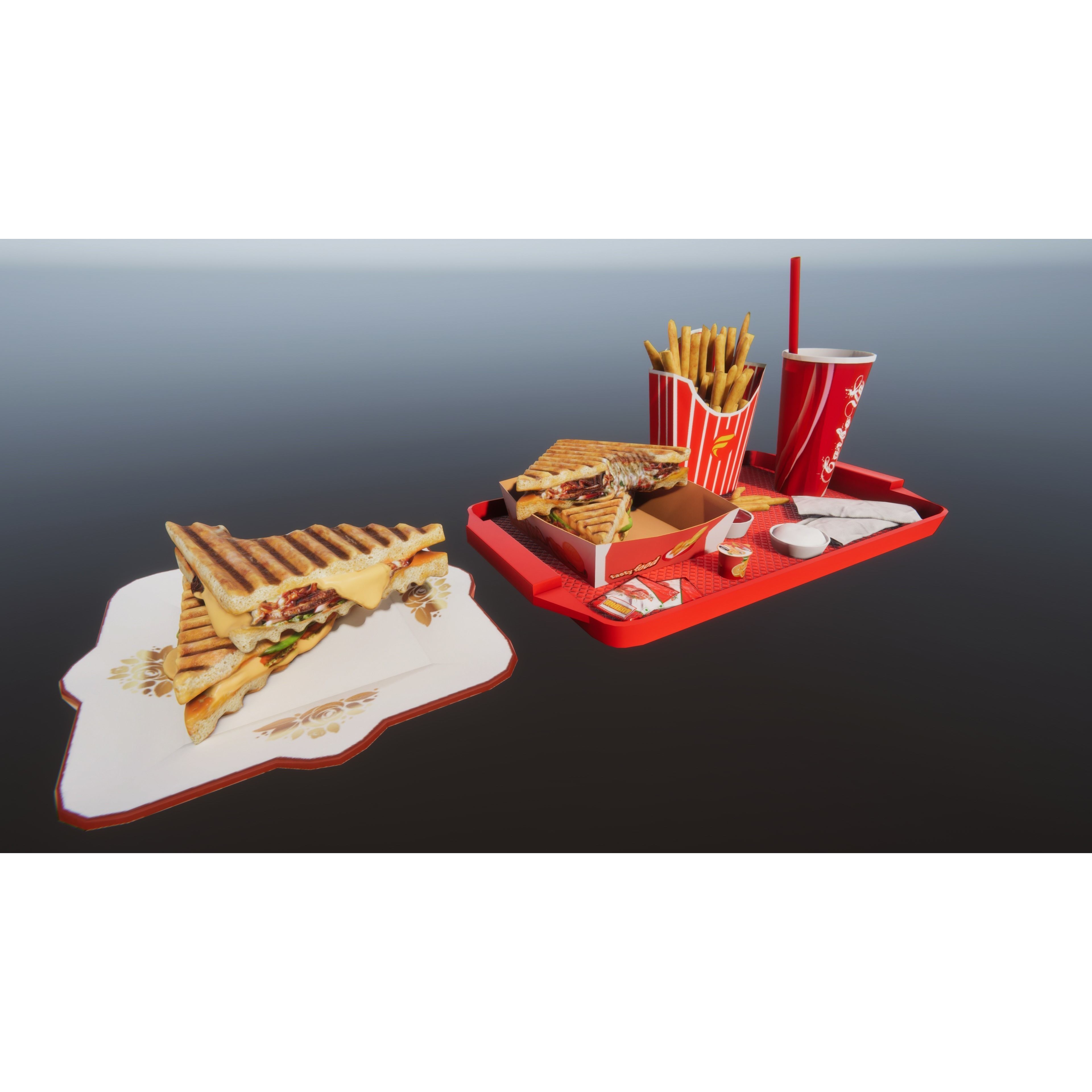 Fast Food Bundle - Low-Poly Game-Ready 3D Model - View 16