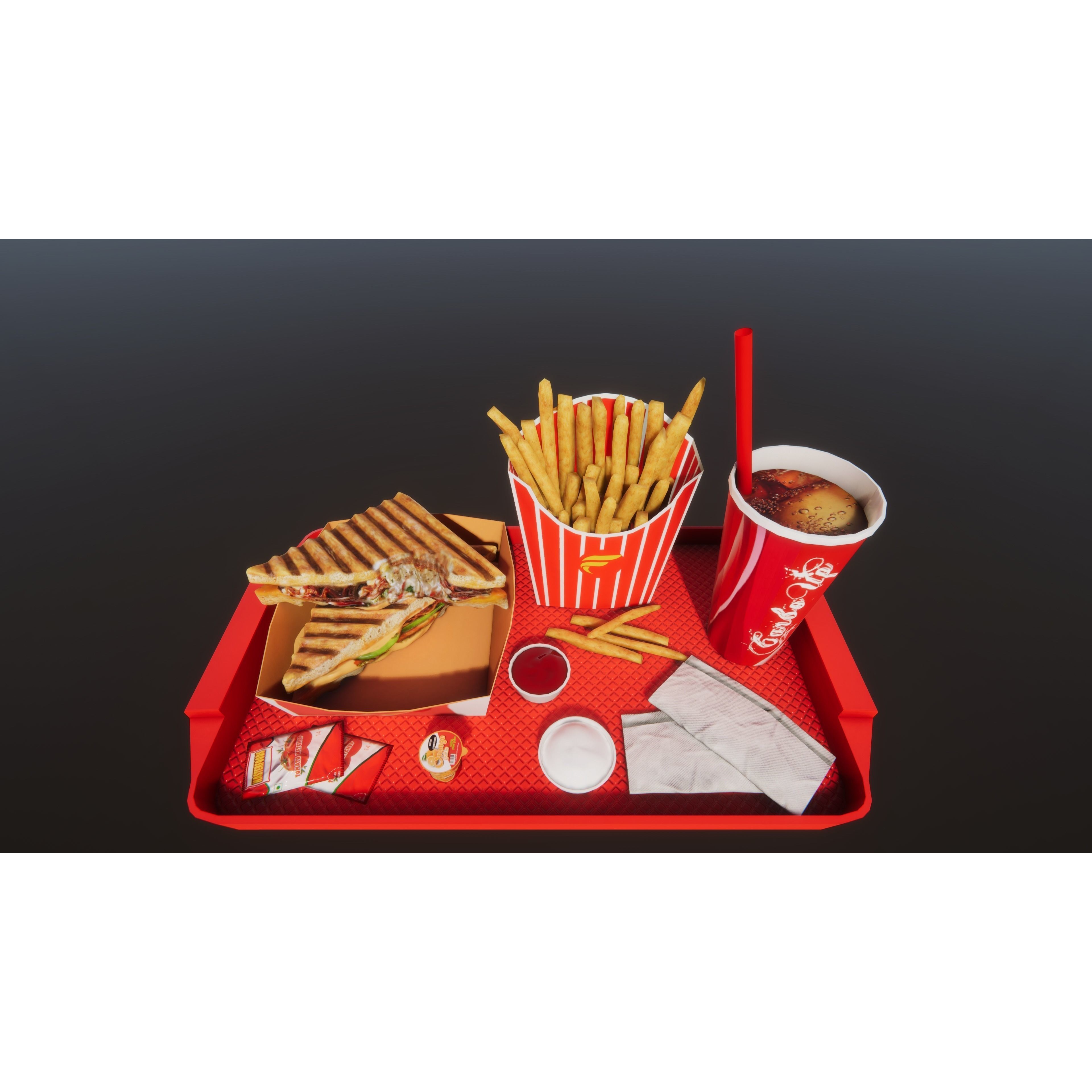 Fast Food Bundle - Low-Poly Game-Ready 3D Model - View 23