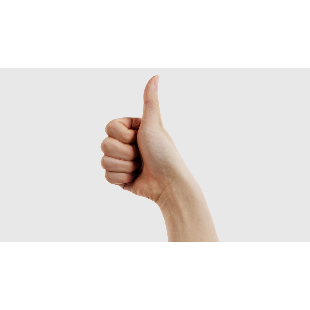 Thumbs Up Hand 3D Model – Low Poly Character, FBX, PBR Textures