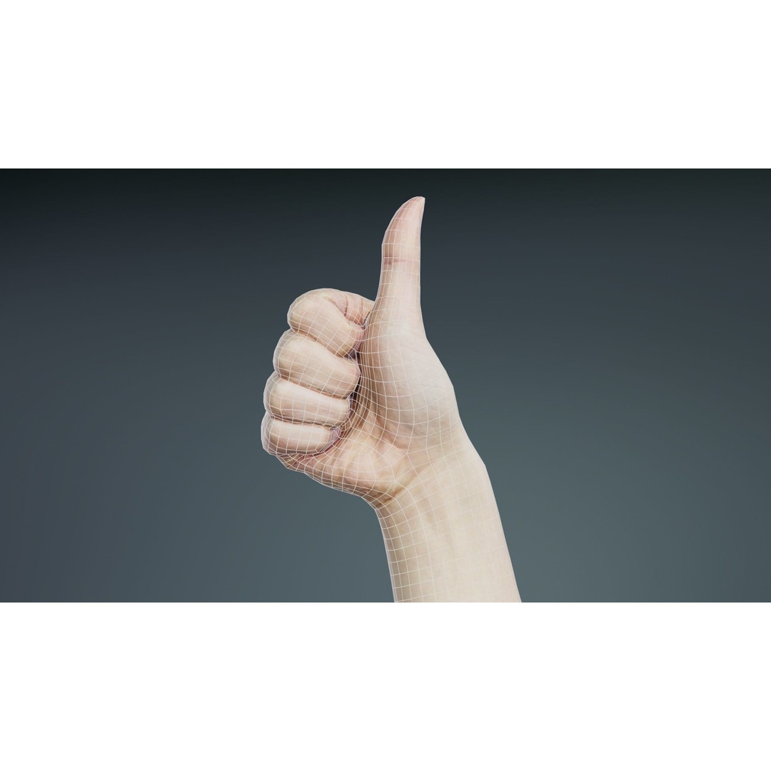 Thumbs Up Hand 3D Model – Low Poly Character, FBX, PBR Textures - View 11