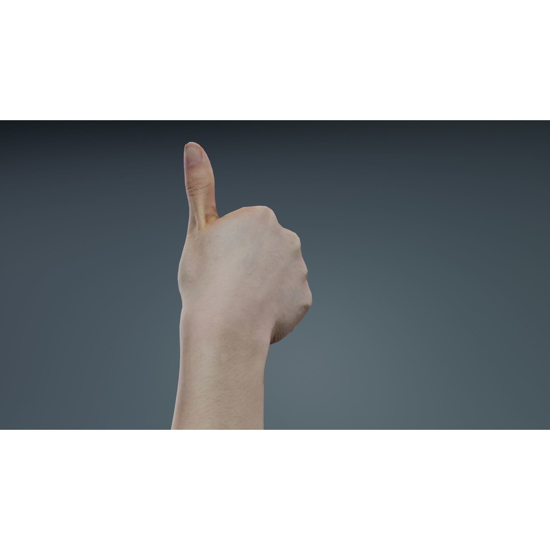 Thumbs Up Hand 3D Model – Low Poly Character, FBX, PBR Textures - View 3