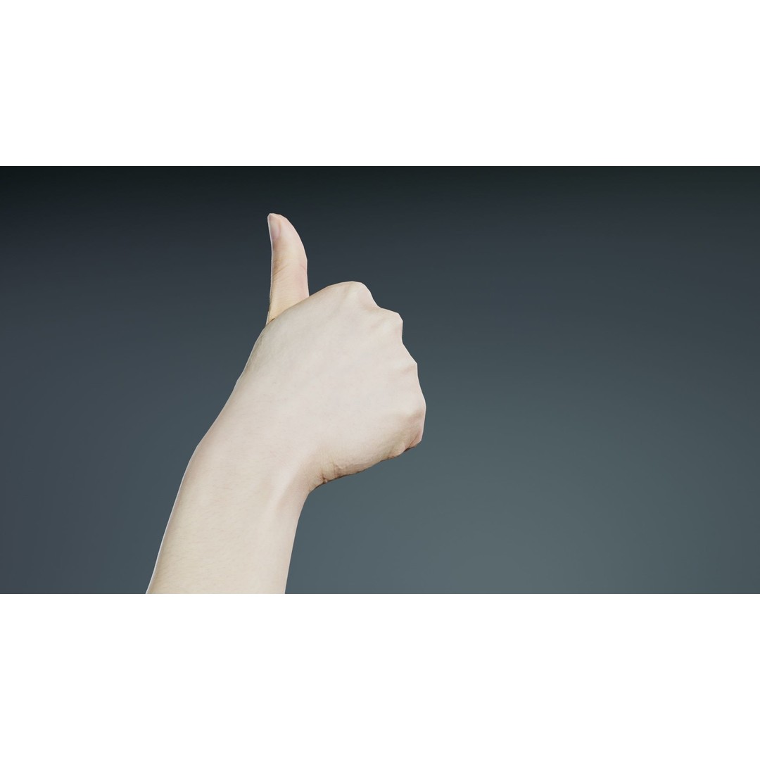 Thumbs Up Hand 3D Model – Low Poly Character, FBX, PBR Textures - View 4