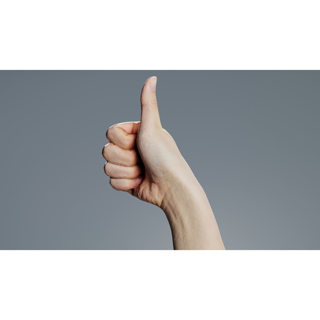 Thumbs Up Hand 3D Model – Low Poly Character, FBX, PBR Textures - View 5