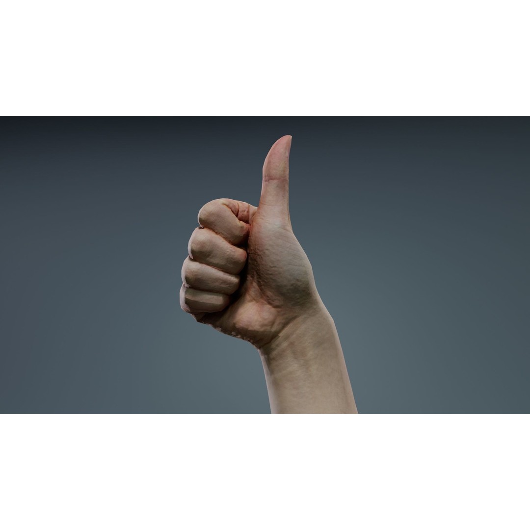 Thumbs Up Hand 3D Model – Low Poly Character, FBX, PBR Textures - View 6