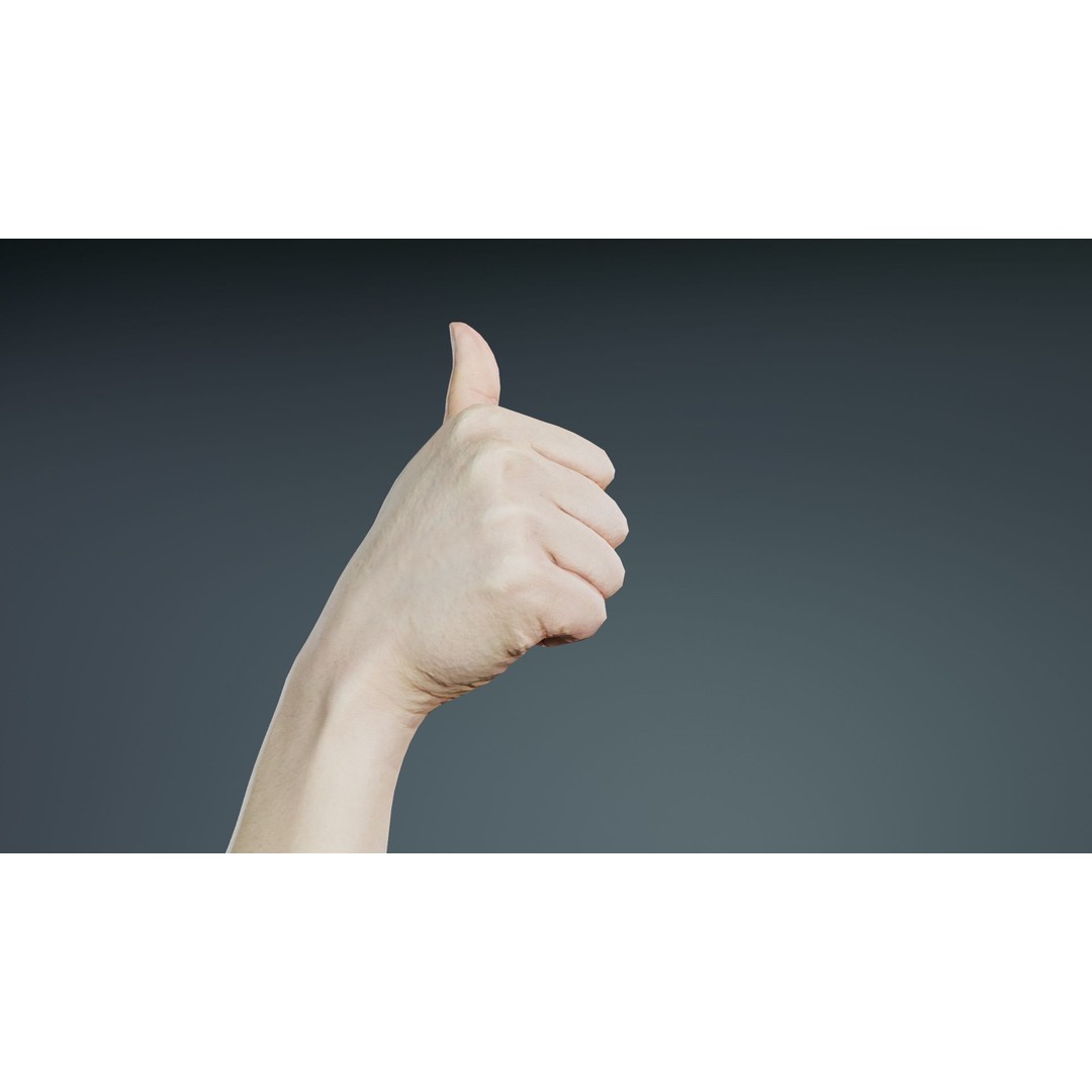 Thumbs Up Hand 3D Model – Low Poly Character, FBX, PBR Textures - View 7
