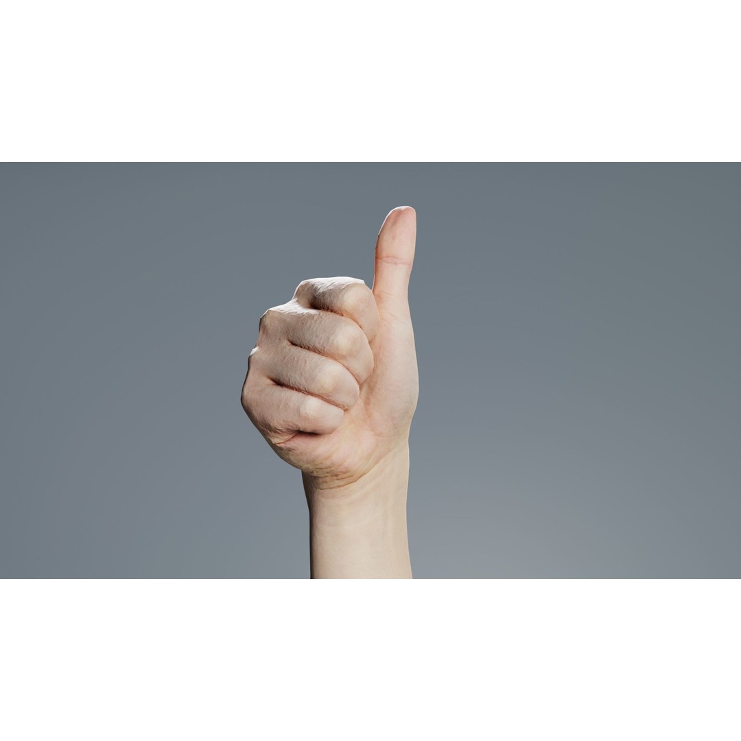 Thumbs Up Hand 3D Model – Low Poly Character, FBX, PBR Textures - View 9