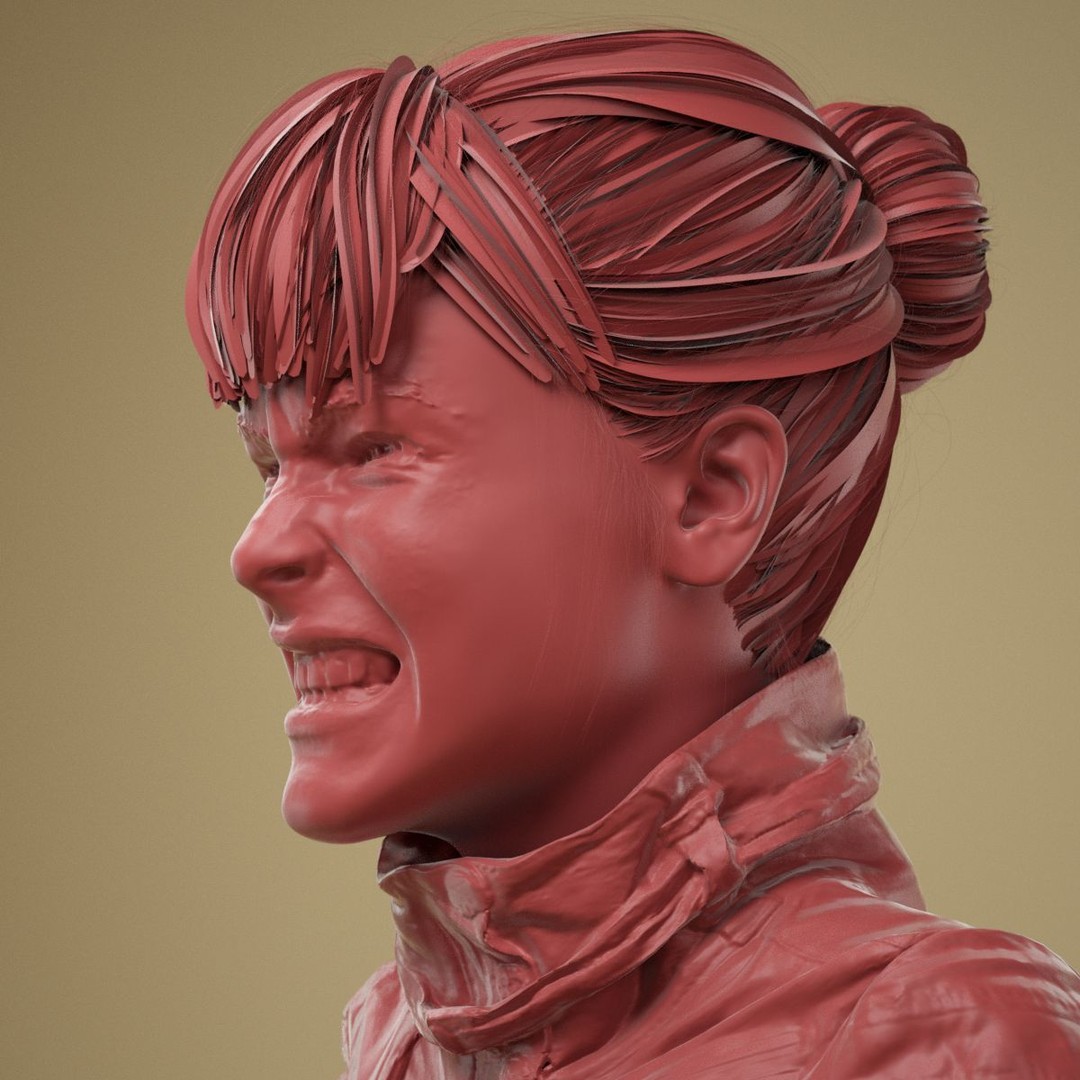 Facial Expression 3D Model – High Poly Character with PBR Textures, FBX