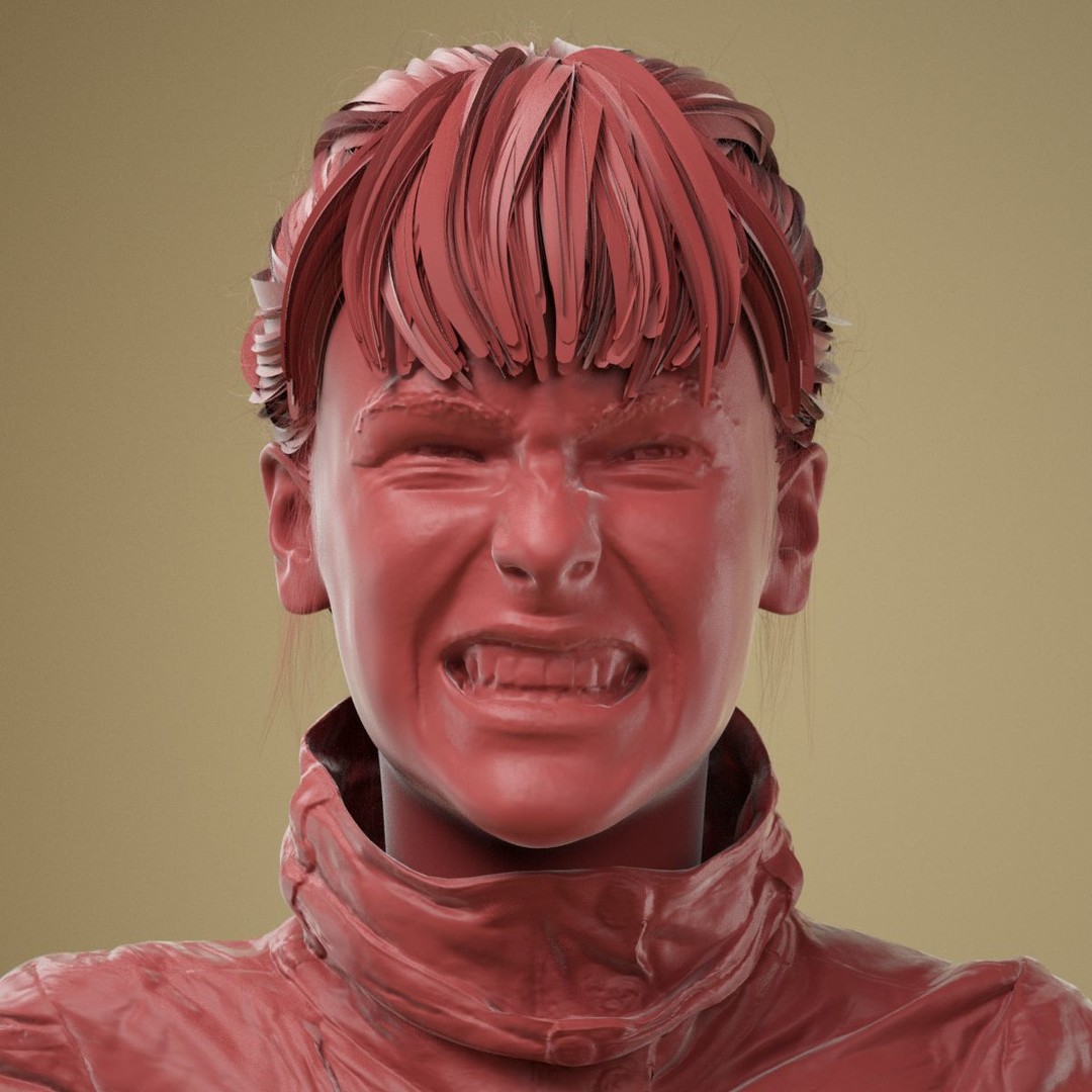 Facial Expression 3D Model – High Poly Character with PBR Textures, FBX - View 3
