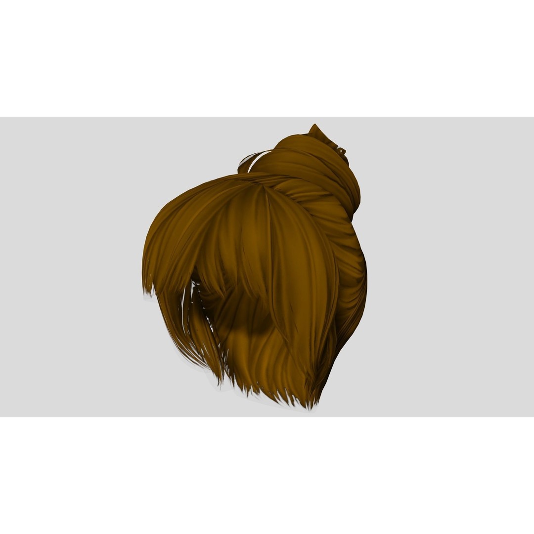 Female Hair 3D Model – Low Poly Realistic Hairstyle, Editable FBX - View 10