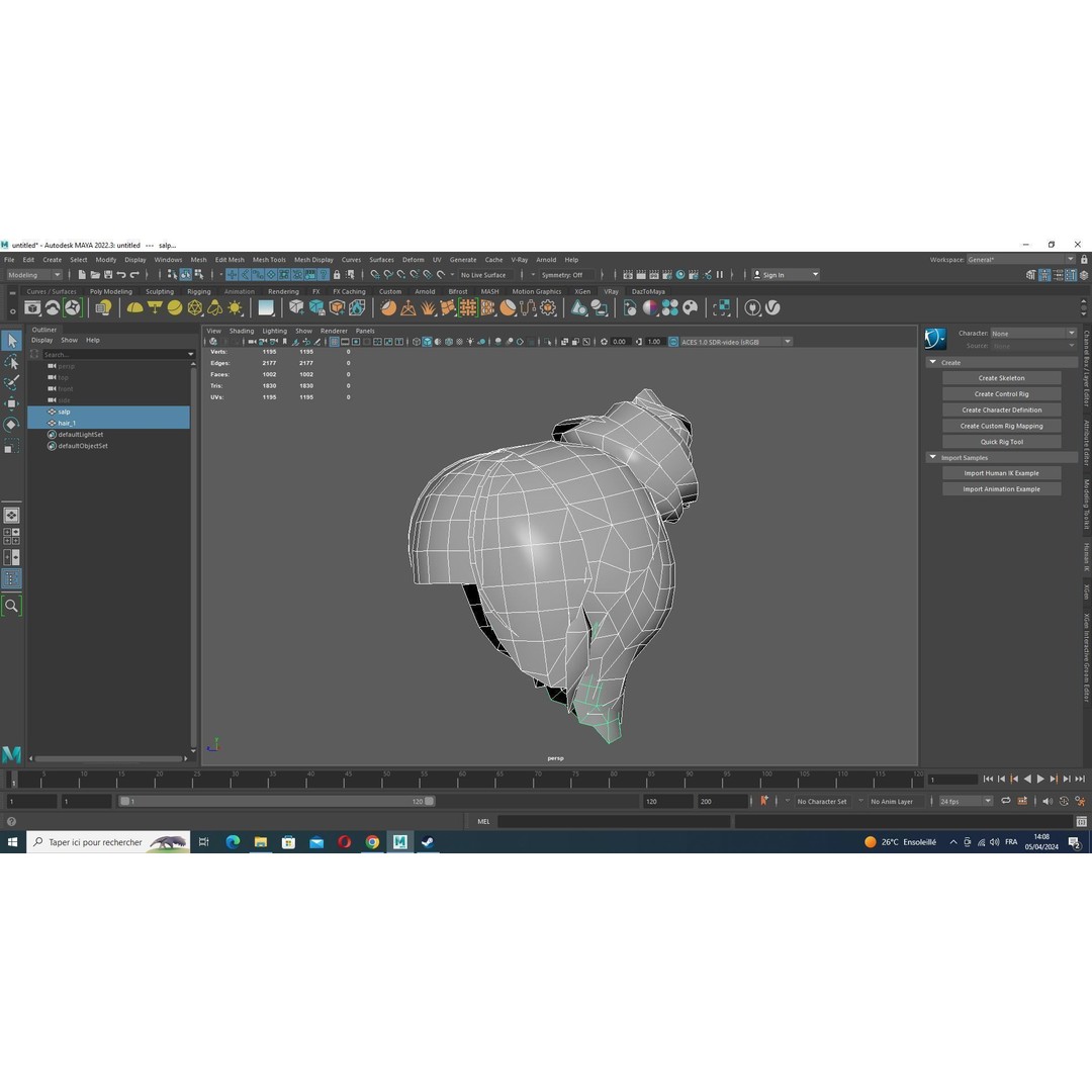 Female Hair 3D Model – Low Poly Realistic Hairstyle, Editable FBX - View 14