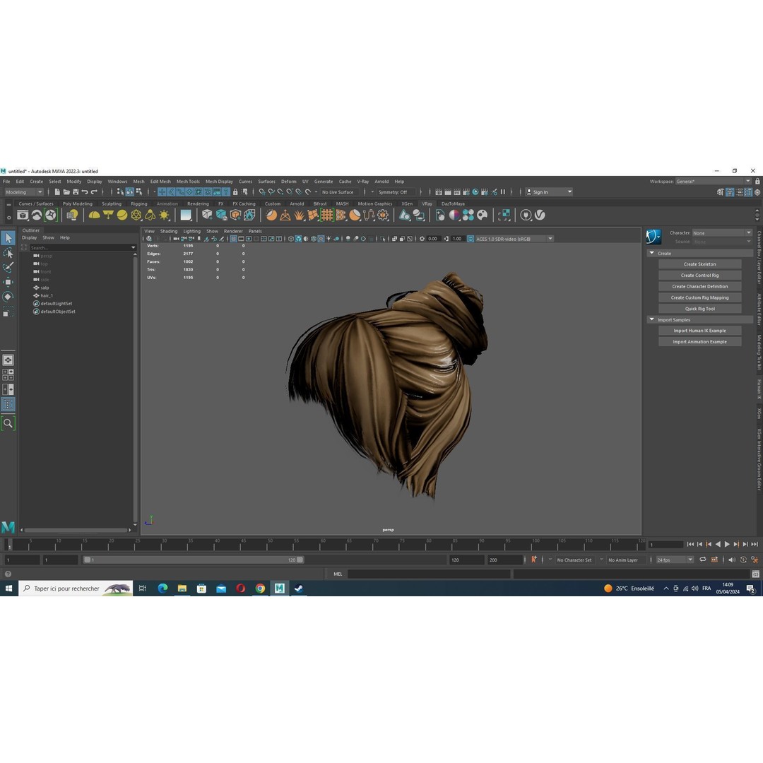 Female Hair 3D Model – Low Poly Realistic Hairstyle, Editable FBX - View 15
