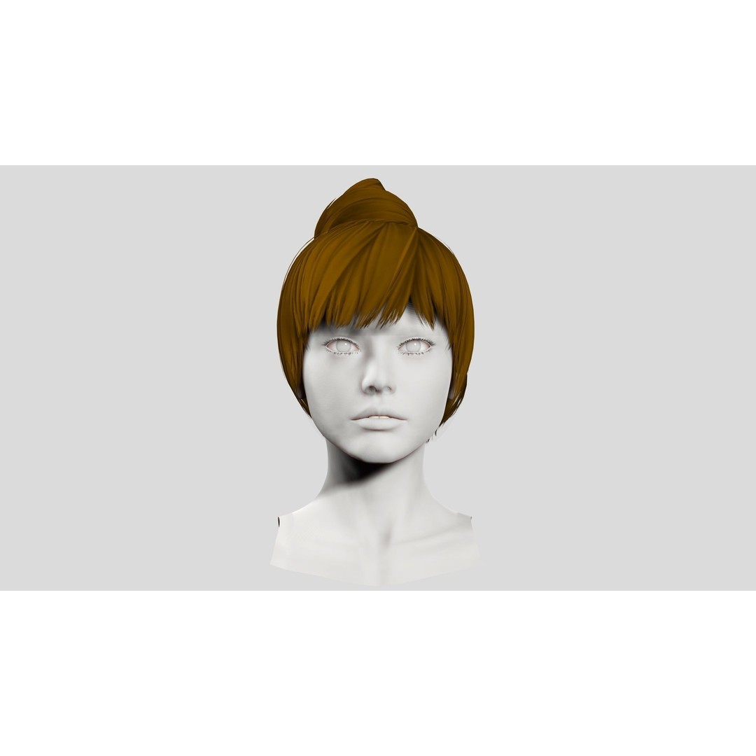 Female Hair 3D Model – Low Poly Realistic Hairstyle, Editable FBX - View 4