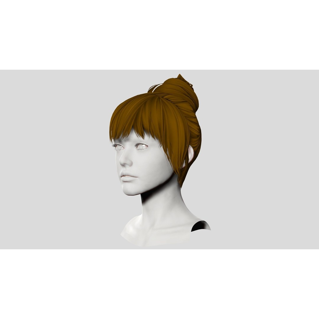 Female Hair 3D Model – Low Poly Realistic Hairstyle, Editable FBX - View 5