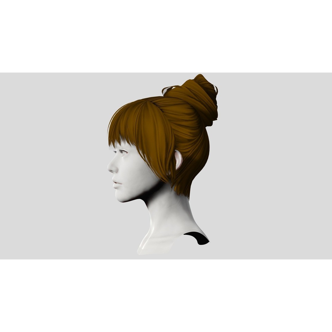 Female Hair 3D Model – Low Poly Realistic Hairstyle, Editable FBX - View 6