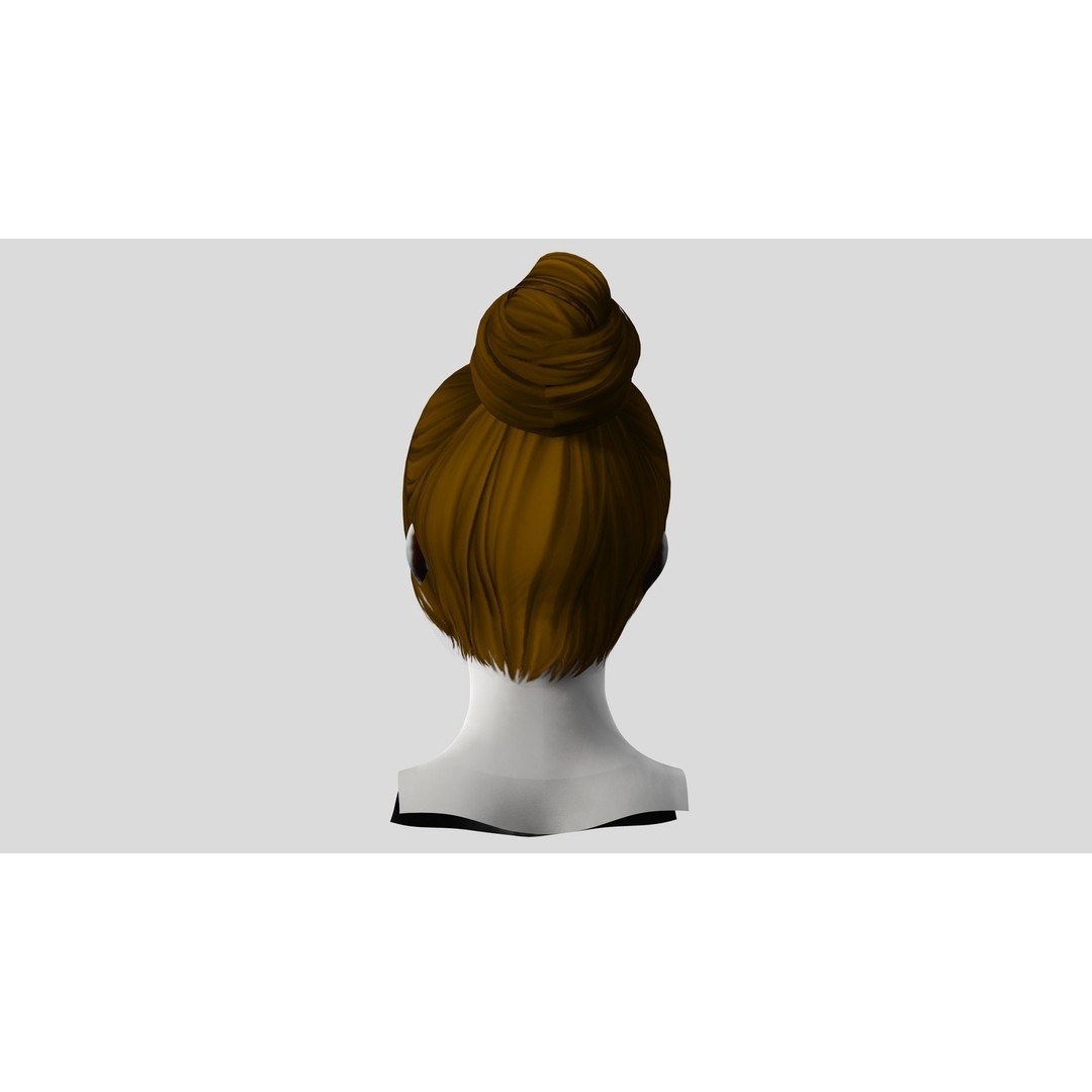 Female Hair 3D Model – Low Poly Realistic Hairstyle, Editable FBX - View 7