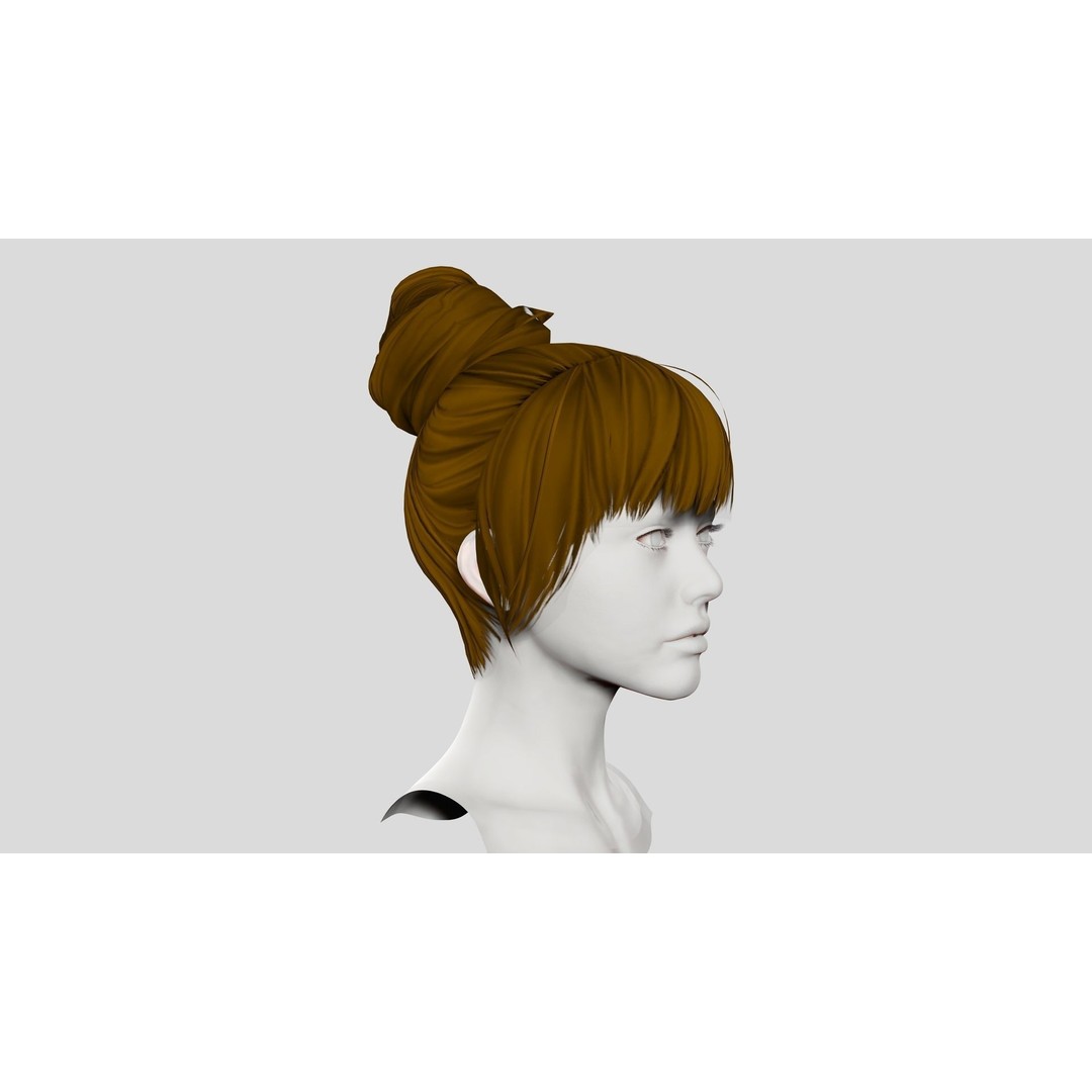 Female Hair 3D Model – Low Poly Realistic Hairstyle, Editable FBX - View 9