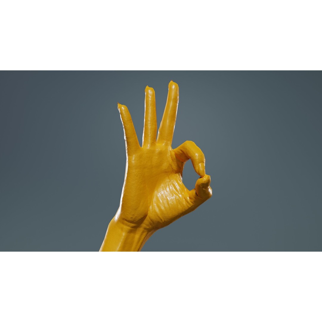 Woman Hand Sign Alphabet F 3D Model – Low Poly PBR Asset, FBX - View 14