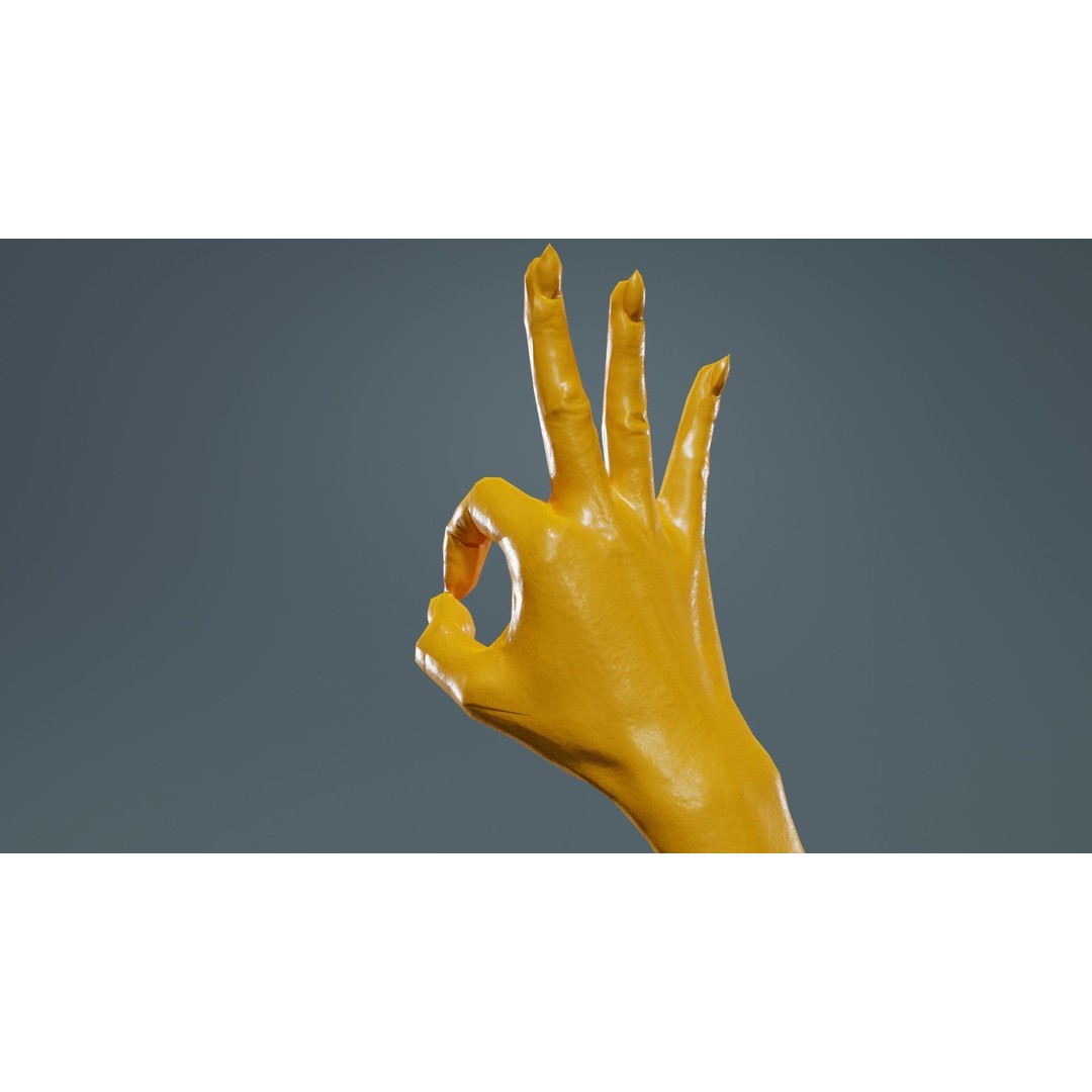 Woman Hand Sign Alphabet F 3D Model – Low Poly PBR Asset, FBX - View 15