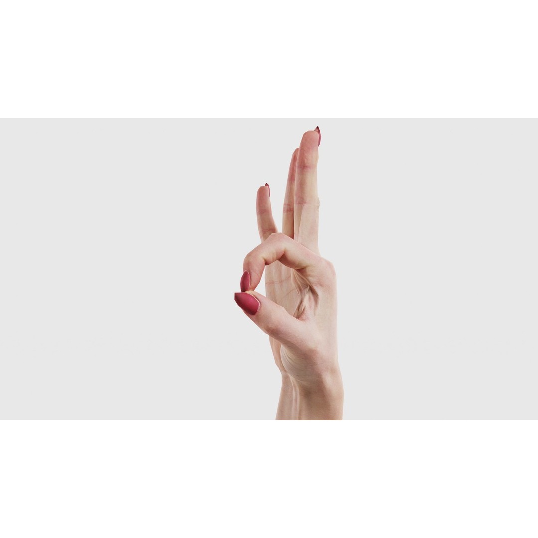 Woman Hand Sign Alphabet F 3D Model – Low Poly PBR Asset, FBX - View 26