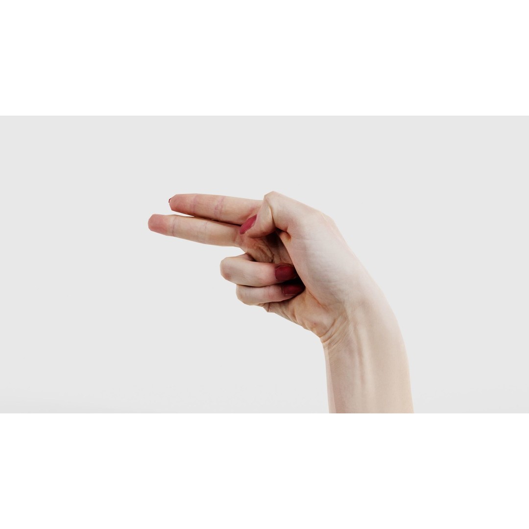 Woman Hand Sign Alphabet H 3D Model – Low Poly PBR Asset, FBX, Blender