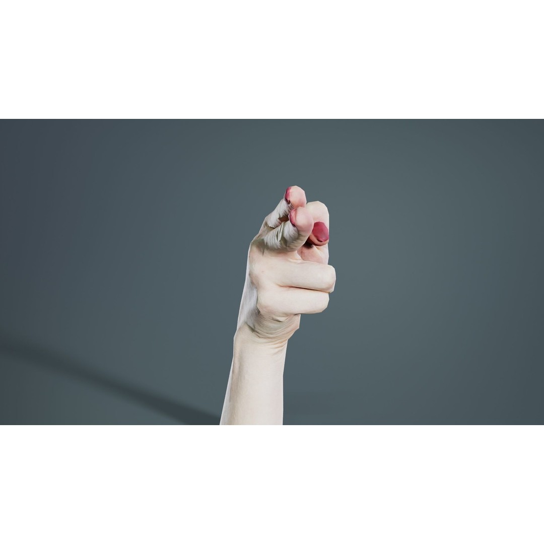 Woman Hand Sign Alphabet H 3D Model – Low Poly PBR Asset, FBX, Blender - View 10