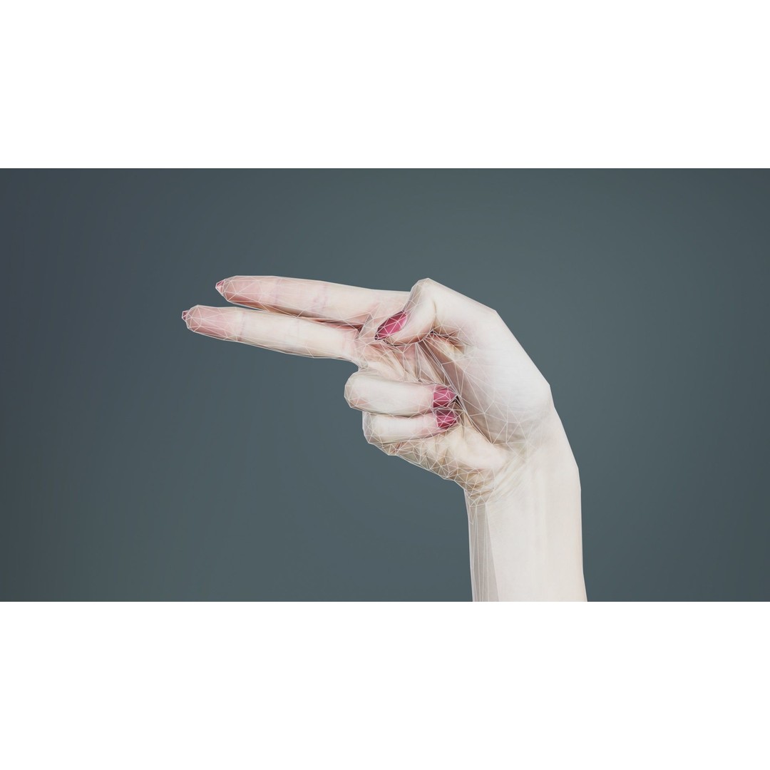Woman Hand Sign Alphabet H 3D Model – Low Poly PBR Asset, FBX, Blender - View 11