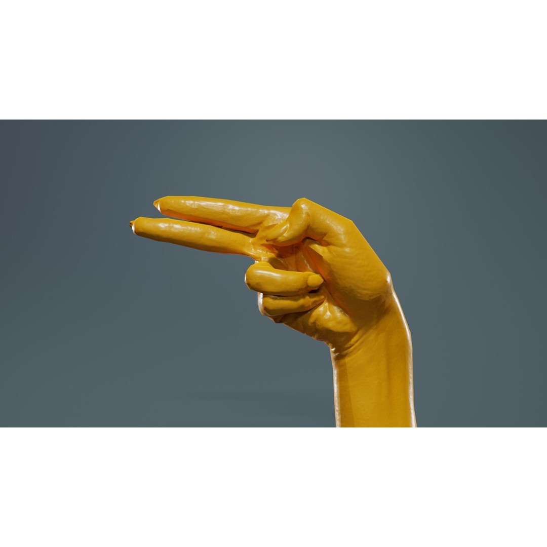 Woman Hand Sign Alphabet H 3D Model – Low Poly PBR Asset, FBX, Blender - View 14