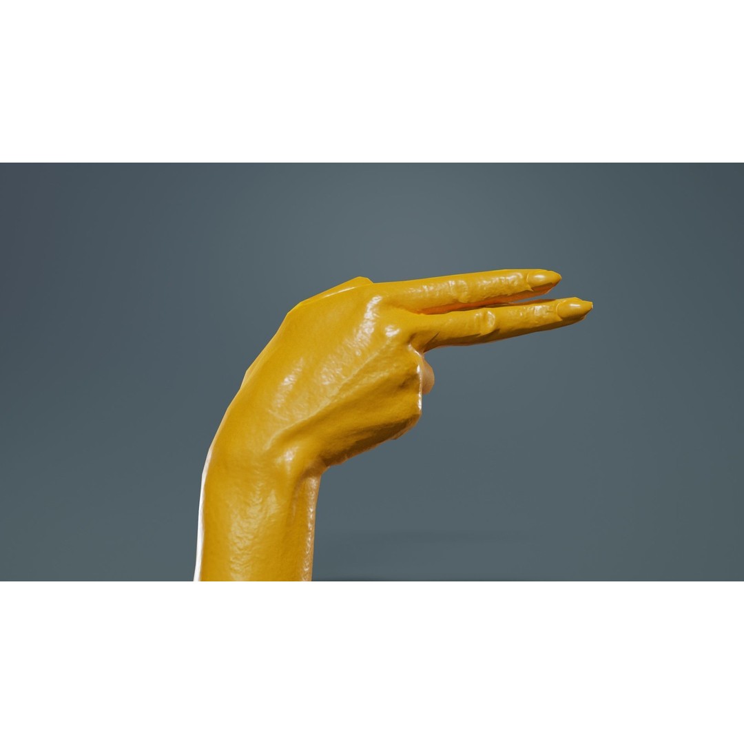 Woman Hand Sign Alphabet H 3D Model – Low Poly PBR Asset, FBX, Blender - View 15