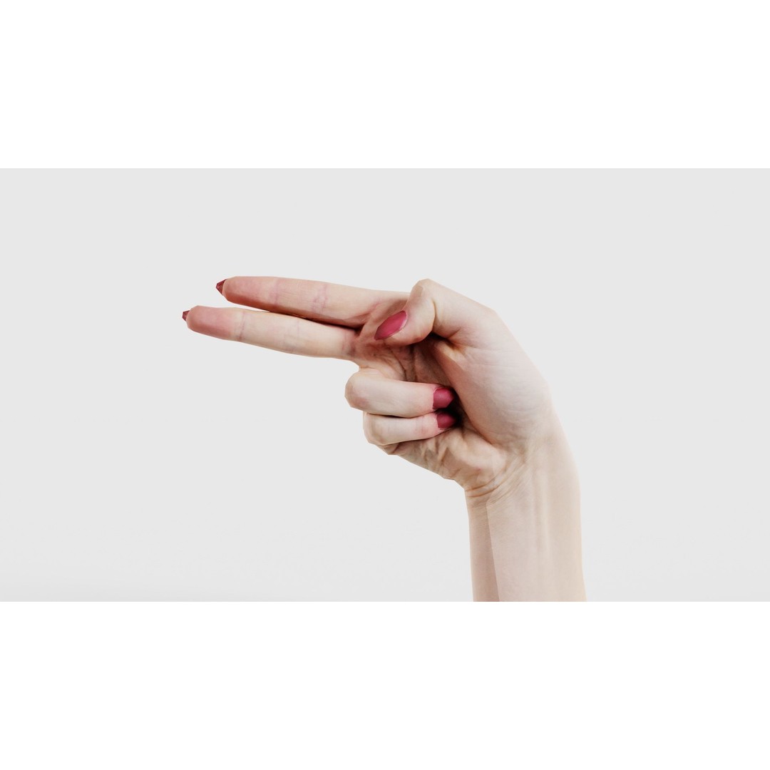 Woman Hand Sign Alphabet H 3D Model – Low Poly PBR Asset, FBX, Blender - View 17
