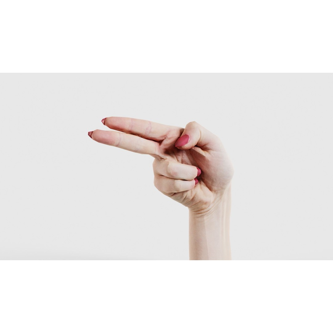 Woman Hand Sign Alphabet H 3D Model – Low Poly PBR Asset, FBX, Blender - View 18