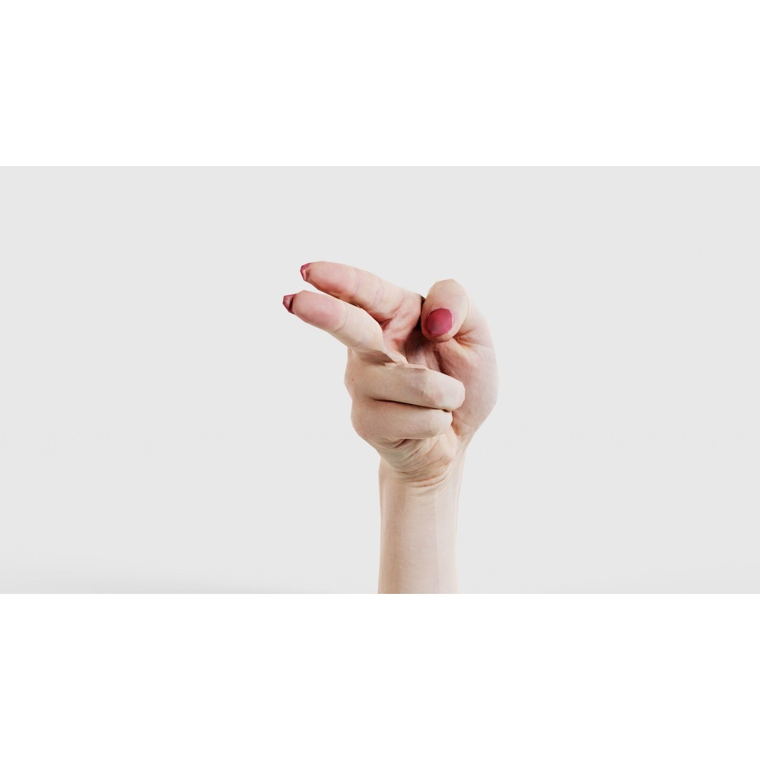 Woman Hand Sign Alphabet H 3D Model – Low Poly PBR Asset, FBX, Blender - View 19