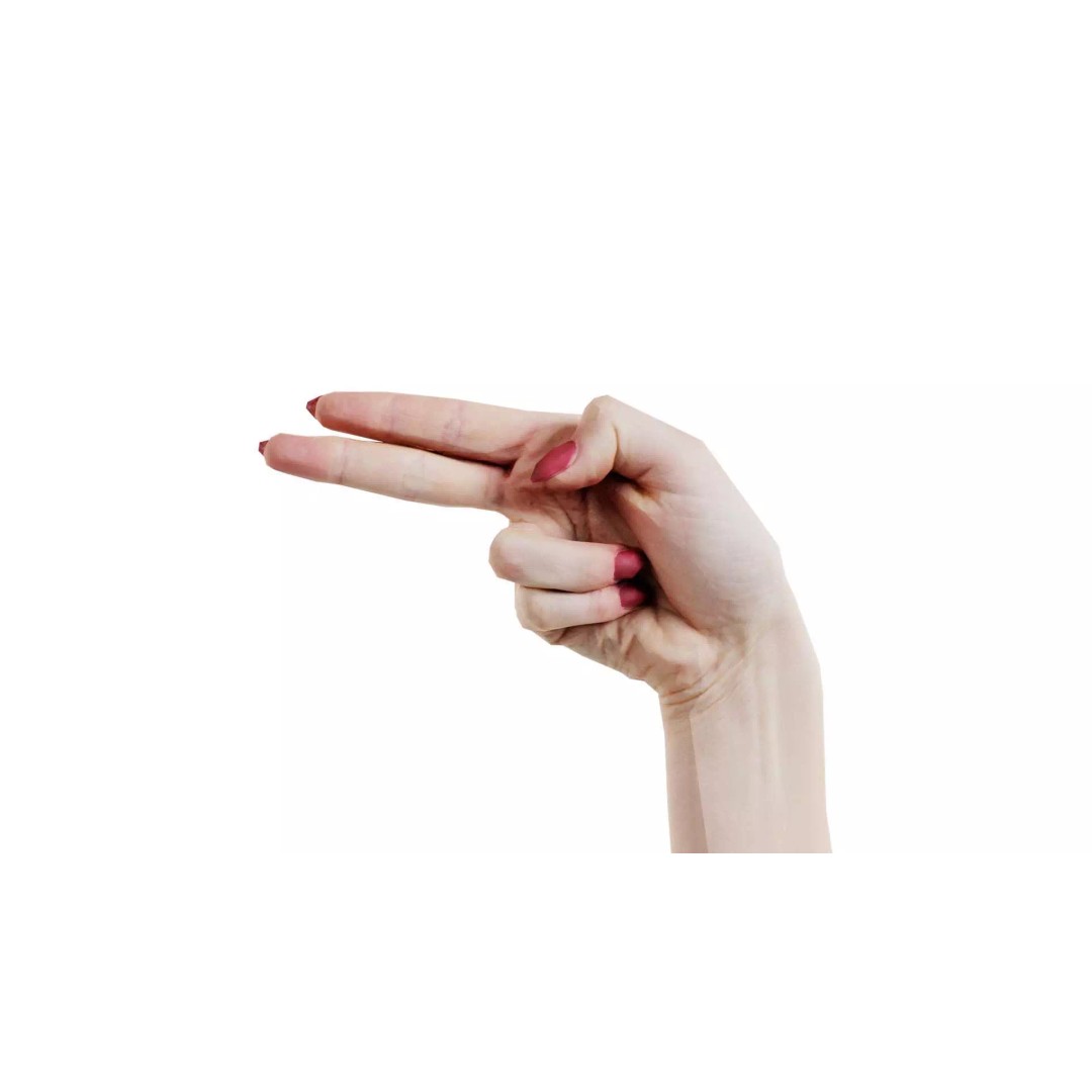 Woman Hand Sign Alphabet H 3D Model – Low Poly PBR Asset, FBX, Blender - View 2