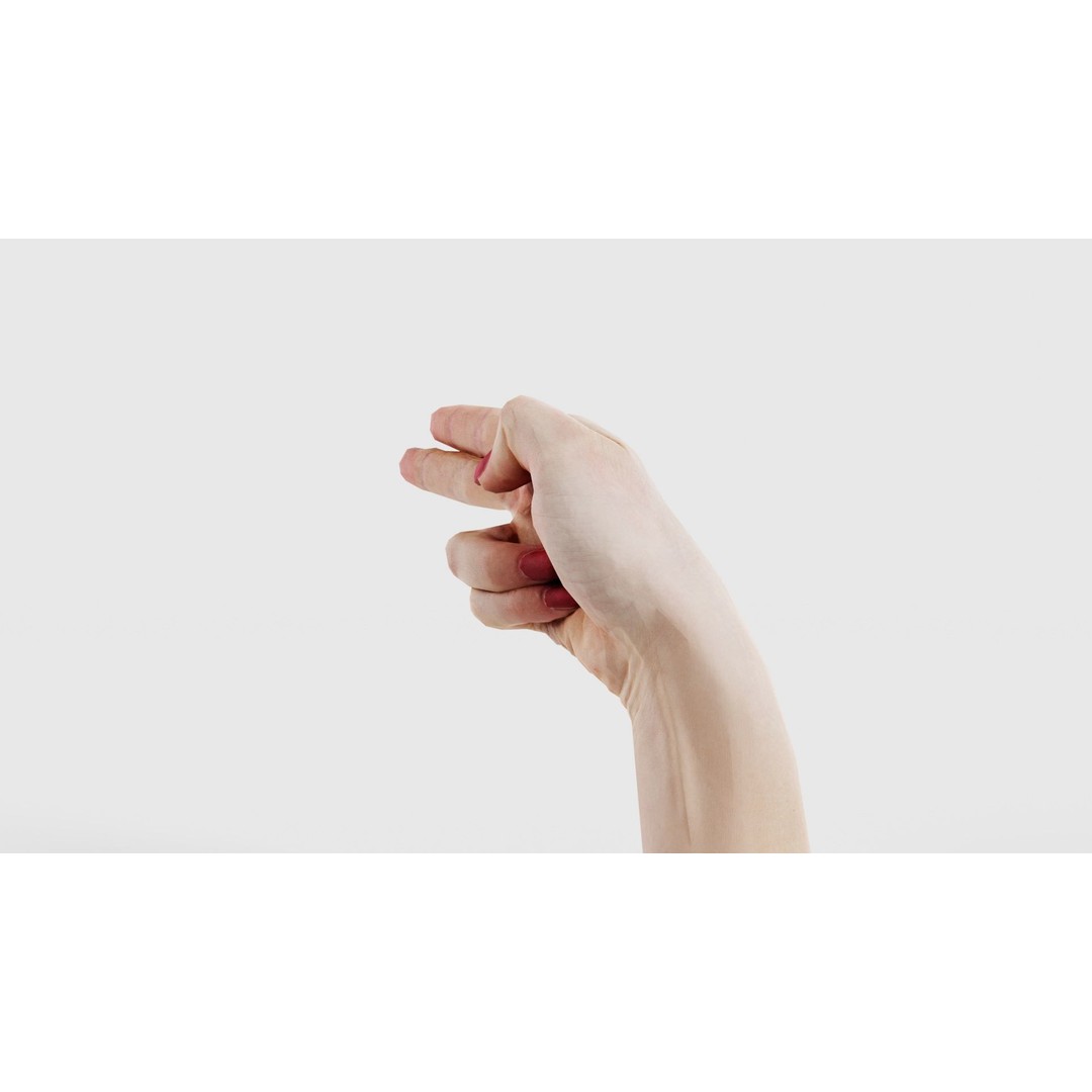 Woman Hand Sign Alphabet H 3D Model – Low Poly PBR Asset, FBX, Blender - View 27