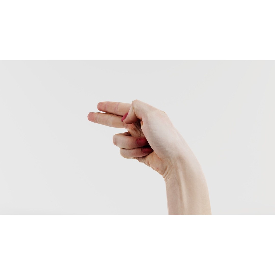 Woman Hand Sign Alphabet H 3D Model – Low Poly PBR Asset, FBX, Blender - View 9