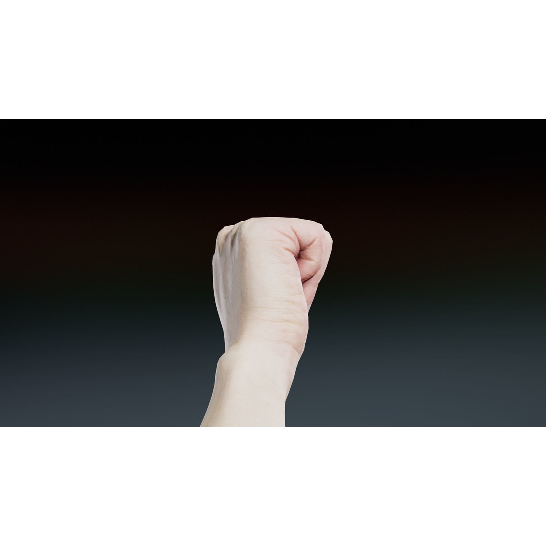 Finger Alphabet A 3D Model – Low Poly Character with PBR Textures - View 4