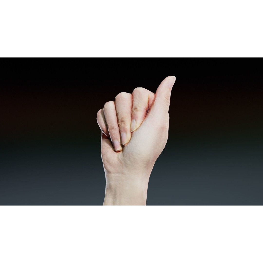 Finger Alphabet A 3D Model – Low Poly Character with PBR Textures - View 5