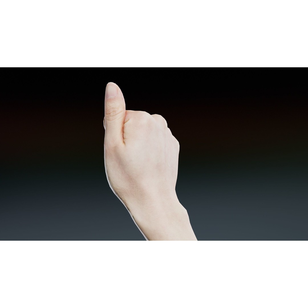 Finger Alphabet A 3D Model – Low Poly Character with PBR Textures - View 6