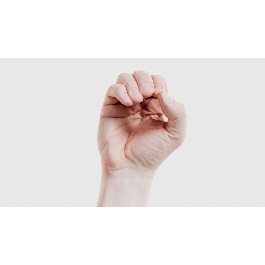 Male Hand Finger Alphabet O 3D Model – Low Poly Character, FBX, Blender