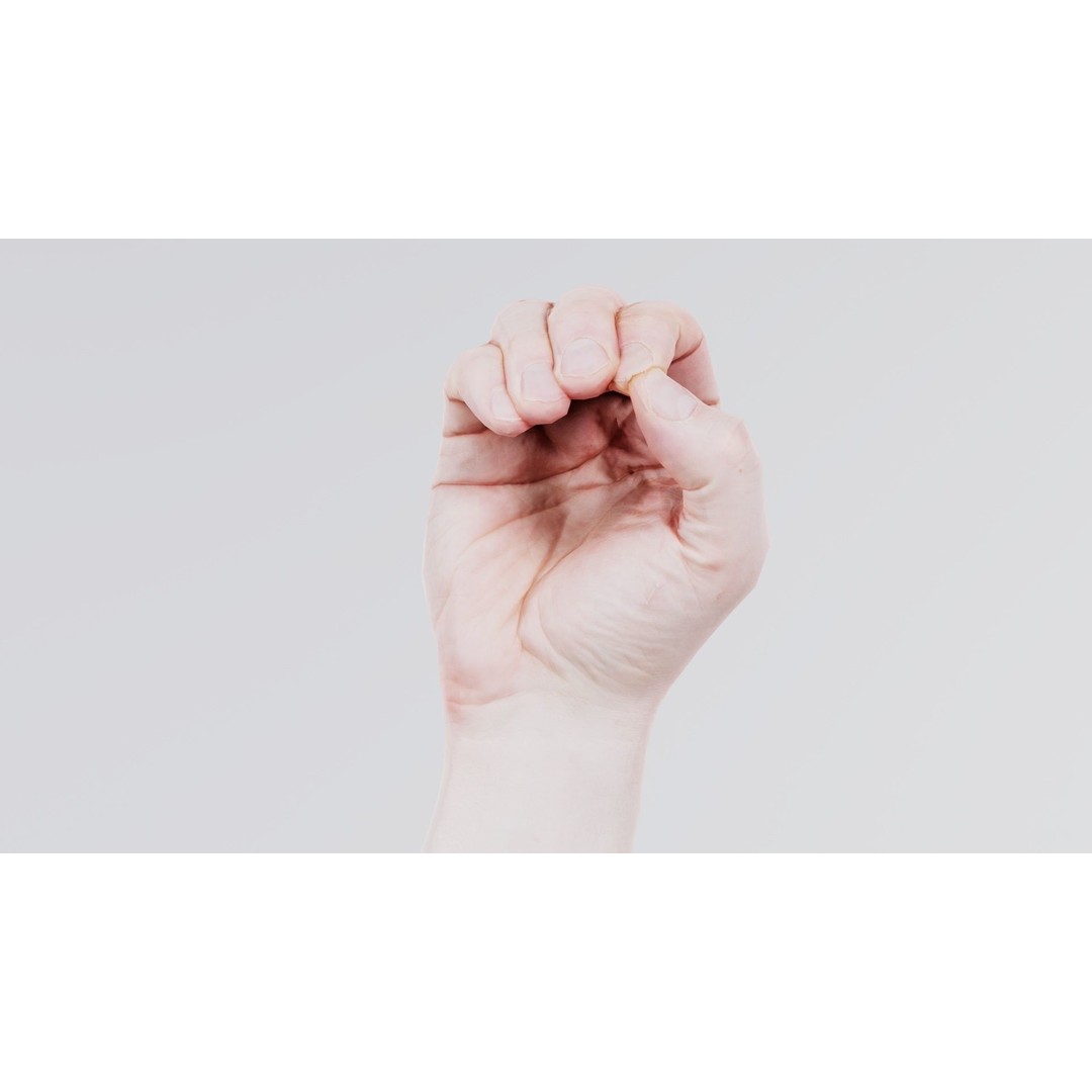 Male Hand Finger Alphabet O 3D Model – Low Poly Character, FBX, Blender - View 10