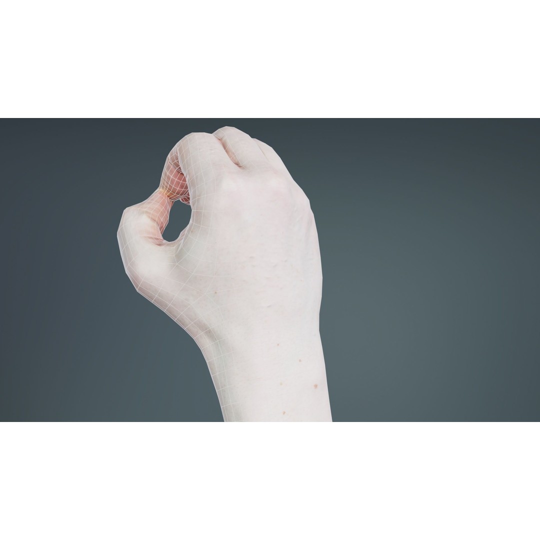 Male Hand Finger Alphabet O 3D Model – Low Poly Character, FBX, Blender - View 12