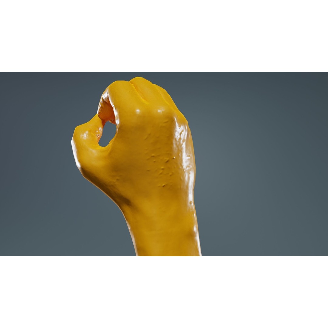 Male Hand Finger Alphabet O 3D Model – Low Poly Character, FBX, Blender - View 15