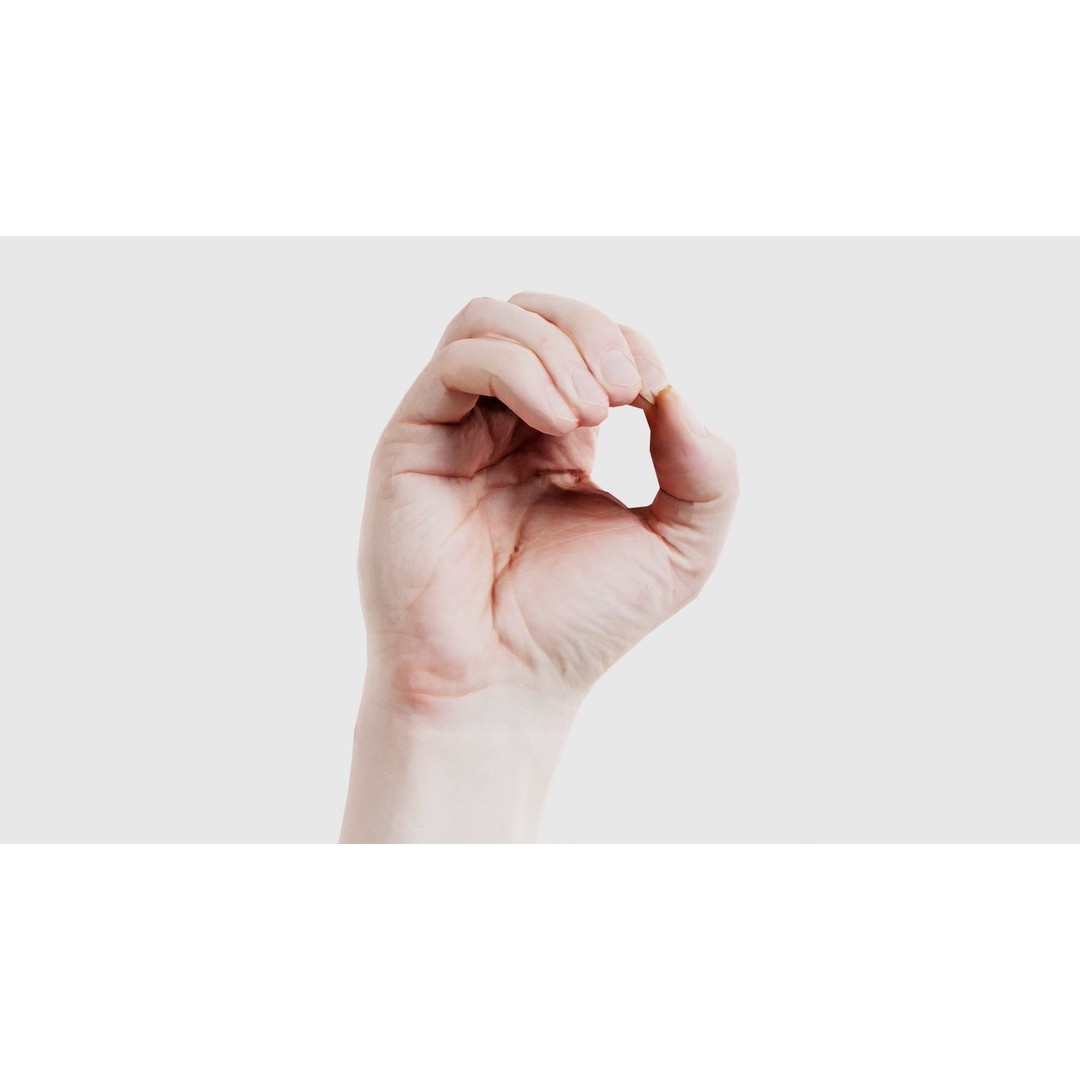 Male Hand Finger Alphabet O 3D Model – Low Poly Character, FBX, Blender - View 17