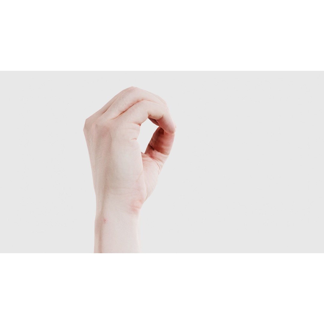 Male Hand Finger Alphabet O 3D Model – Low Poly Character, FBX, Blender - View 19